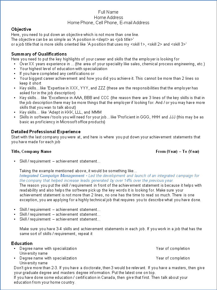 Expert it specialist who can run. Making your resume | Success In Canada